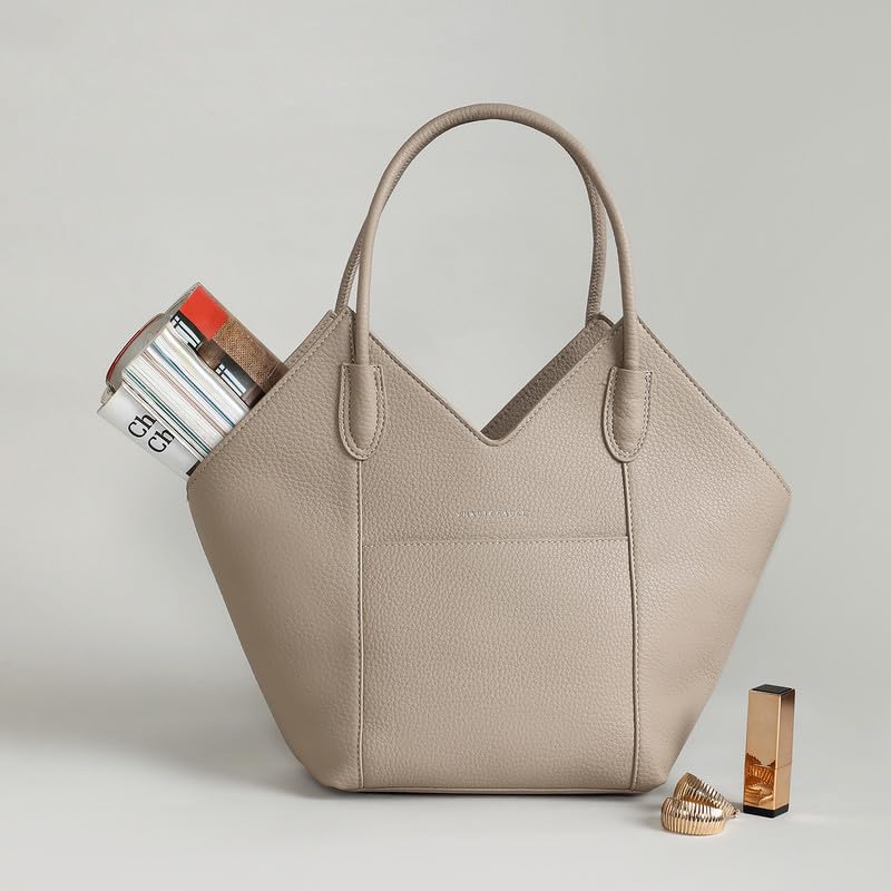 Image of Haute Sauce Women's The Pike Tote Bag For Casual Wear | Beige Colour | One-Size| Zipper Closure | Vegan Leather Material | Detachable Sling | Handbag For Woman & Girls