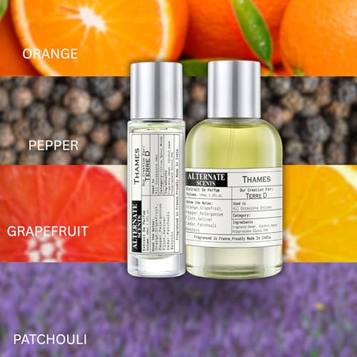 Image of Alternate Scents Thames Long Lasting 40ml Perfume For Men |Strong& long Lasting with 30% Oil Concentration|Woody Citrus Earthy Perfume | Fragrance From France | Made In India|
