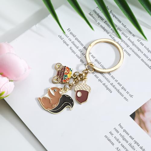 Süßer Schlüsselanhänger Mit Metall-Anhänger in Form Einer Eichel Und Einem Niedlichen Eichhörnchen, Ideal Als Personalisierte Geschenke Für Frauen, Perfekte Für Den Herbst Oder Als Geburtstagsgeschenk
