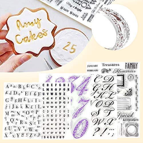 Alpurple 5 PCS Fondant Cake Stamp Mold-Reusable Food-grade DIY Alphabet Cookie Stamp Cutter Fondant Mould Ideal for Fondants,Cakes,Cookies, Card Making Decoration and DIY Scrapbooking (A set)