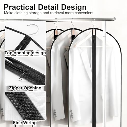3 Pcs Dress Bags Coverss, 60 x 140cm Long Dress Covers Garment Bags for Hanging Clothes Protector Bag, Waterproof Dustproof Clothes Covers with Zip, for Wedding Dresses Suits Coats Jackets Garments - Image 5