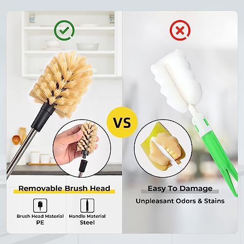 Image of 2-in-1 Water Bottle Brush, Water Bottle Cleaner & Straw Brush Cleaning Scrubbing Brush 15 in Long Bottle Brush Detachable Head Multi-Function Cleaning Brush Homework Cleaning Brushe