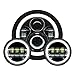 Hogworkz? 7 Inch LED Halomaker? Headlight & Auxiliary Halo Passing Lamps - Daymaker Replacement Compatible with Harley Davidson Road King Electra Glide Ultra Softail - Black