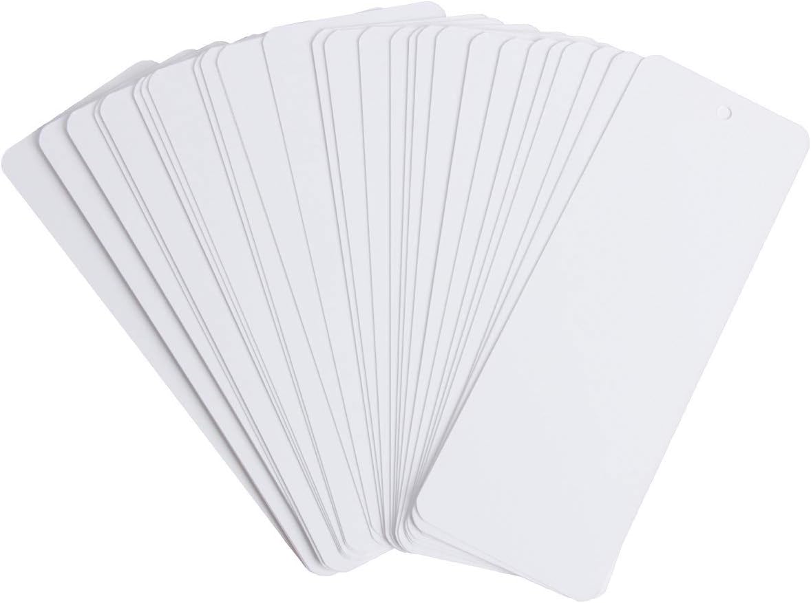 SBYURE 150 Pack Blank Bookmarks DIY Craft White Bookmarks with Hole