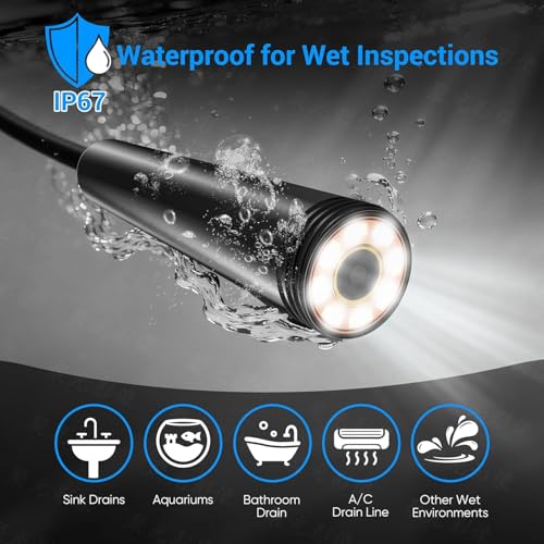 Image of Clefairy Endoscope Camera with Light, Dual-Lens 1280P HD Borescope Tools with 6 Adjustable LED Lights, 16.4FT Semi-Rigid Snake Cord IP67 Waterproof Inspection Camera for iPhone, iPad and Android Phone