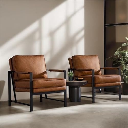 Yaheetech PU Leather Armchairs, Retro Leisure Accent Chair with Extra