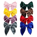 Cinaci 8 Pack Soft Velvet Big Bow Alligator Hair Clips Duckbill Barrettes Vintage Accessories for Baby Girls Toddlers Teens Kids Women