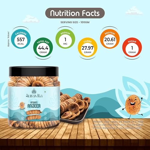 Image of Auravita Naturally Dried Premium Anjeer 100gm | Soft Juicy Figs Dry Fruit | No Added Sugar | Rich Source Of Fiber | Low in Fat | Healthy Snack | Jar Pack Of 1