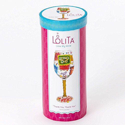 Designs By Lolita “Thank You Thank You” Hand-Painted Artisan Wine Glass, 15 Oz. #TOP6
