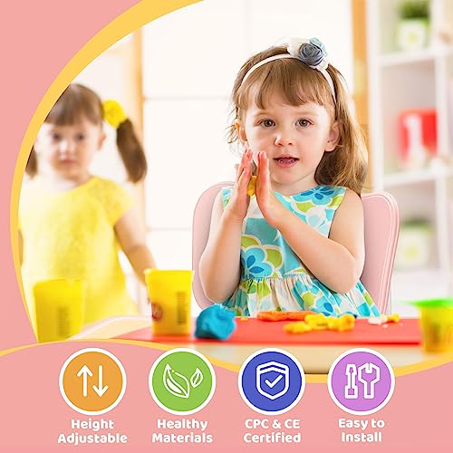 Image of FUNLIO Adjustable Kids Chair (2pcs), 3 Level Height Adjustable Toddler Chair for Ages 3-8, Sturdy Child Chair with Maximum Bearing 220lbs, for Classrooms /Daycares /Homes, CPC & CE Approved - Pink