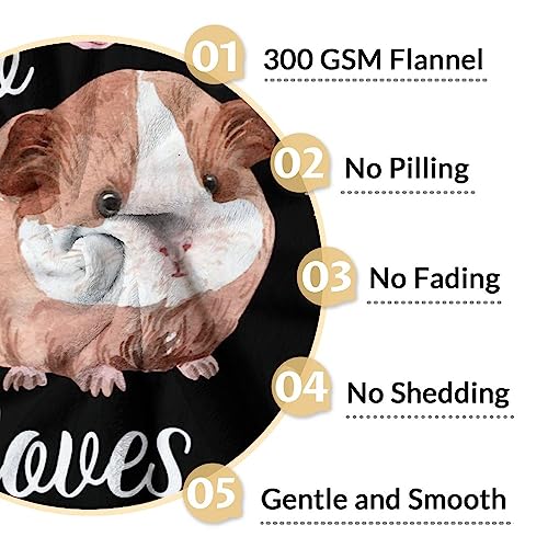 Personalized Guinea Pig Blanket Gifts with Name - 60x80 Inches Cute Throw for Girls - Black Soft Fuzzy Blankets for Bed, Couch & Living Room