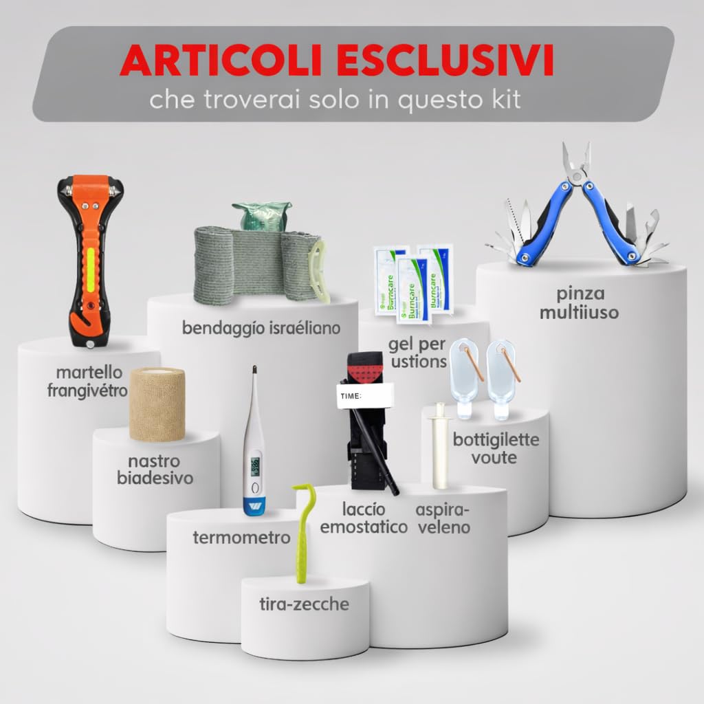 WONCROW ® Kit di Pronto Soccorso - Cassetta Primo Soccorso de Viaggio Auto Trekking Accessori Kit Sopravvivenza Militare Professionale Cerotti Medicazione Garze Sterili Disinfettante Ferite Emergenza