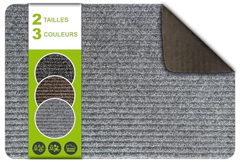 SQUATCH | Alfombra de entrada interior | Felpudo duradero y antideslizante, absorbe el agua y recoge la suciedad | Fácil de limpiar | Colección RENOX (gris, 40 x 60 cm)