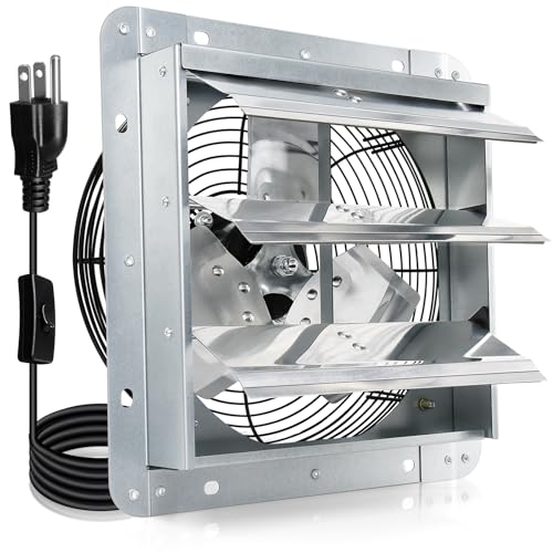 Hiorucet Upgraded 7 Inch Shutter Exhaust Fan for Garage, Greenhouse, Shop, Attics, Chicken Coop...