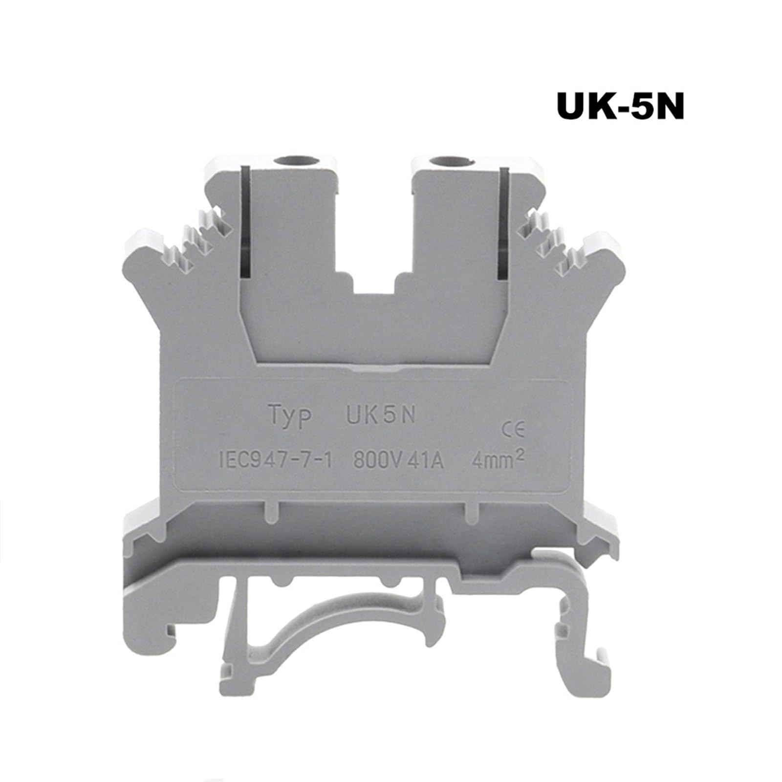 5/10 Uds. Bloques de terminales de Montaje en Carril DIN UK-5N Cable de Tornillo Conector de terminales eléctricos Cables de latón 41A 4mm2 (Size : 10pcs (UK-5N))