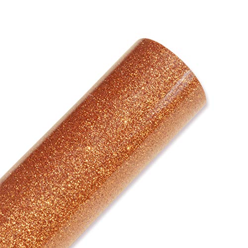 Glitter Heat Transfer Vinyl Roll 2 Sheets 12 inch by 20 inch/Sheet DIY for T-Shirt and Garment Orange
