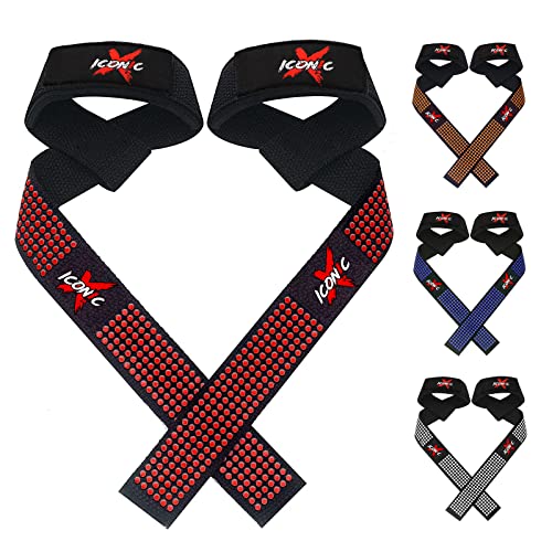 Iconicx Zughilfen Krafttraining for Herren Frauen-Professional Lifting Wrist Straps for Bodybuilding Dealifitng-Strapazierfähiger Doppelt Gepolsterter Riemen für Kraftdreikampf & Kreuzheben Cover