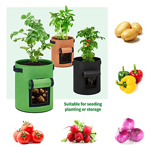 QEPOL Potato Planting Bag Sweet Potato Planting Pot Peanut Planting Box Nutrition Bag Plant Bag Planting Barrel,3pack (Black, Brown, Green Three Colors)
