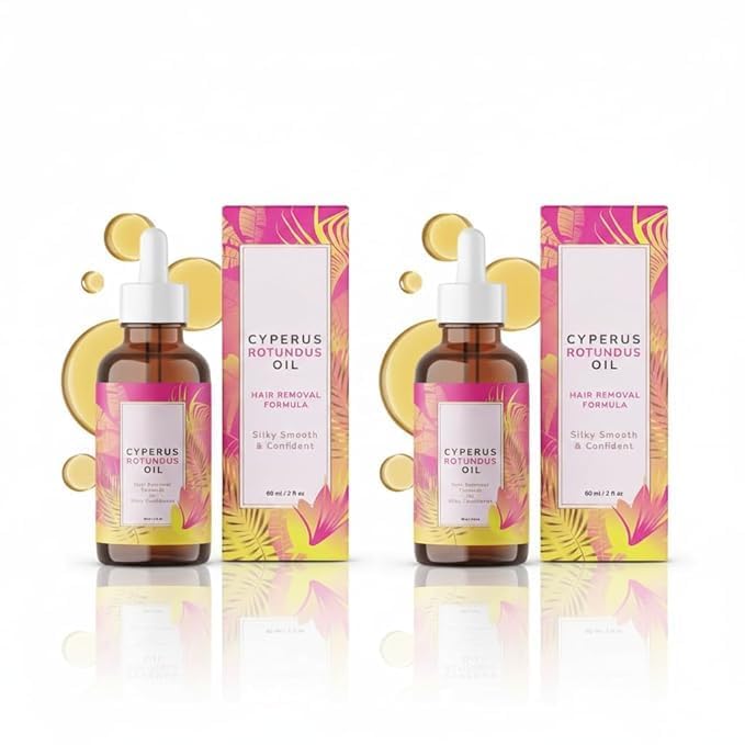 Oil Hair Removal Formula, Natural Hair Growth Reduction Treatment with Sweet Almond Oil and Aloe Vera, 60ml, 2 Pack