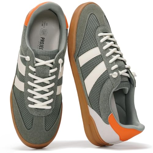 Project Cloud Sneakers for Men - 100% Genuine Leather Mens Casual Shoes Memory Foam Insole Mens Sneakers - Non Slip Outsole Dress Sneakers Men (HISVERDY Olive 10.5)