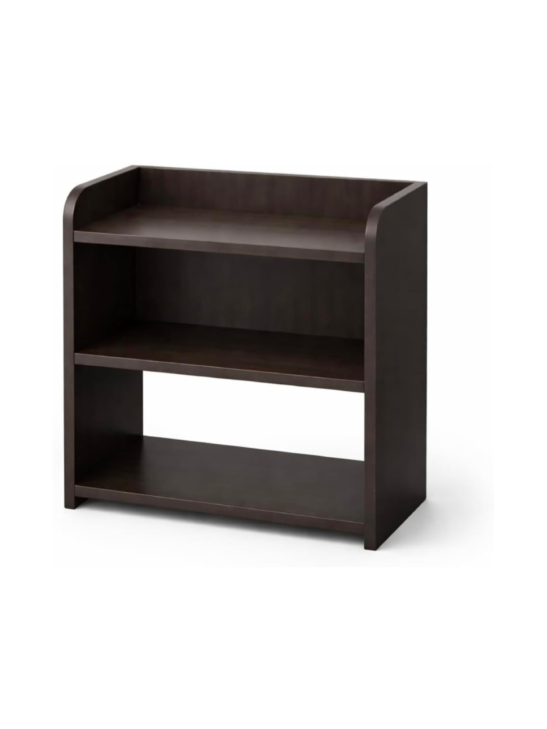 HOMEBRIGHT 3-Tier Open Bookshelf Storage Unit, Dark Brown Wood | Curved Side Panels, Open Shelving, Living Room Use, Espresso Finish, Compact Design-image-20