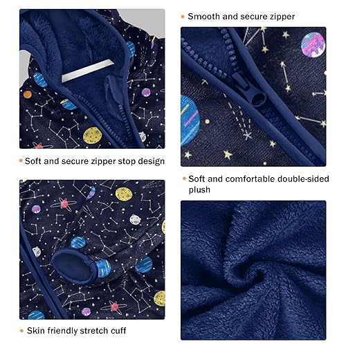 Space Galaxy Constellation Boys Fleece Hoody Jacket Zip Up Coat Warm Fall Winter Plush Jacket Long Sleeve Outerwear3