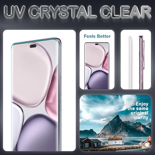 Image of ArmourPro UV Glue Tempered Glass for Honor X9c Curved Screen Protector, 9H Anti Scratch, Edge-to-Edge Coverage, HD Clarity, Easy UV Kit with Cable Protector
