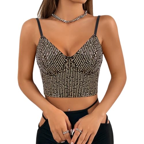 Tenue de fête parfaite avec le crop top paillettes sans manches