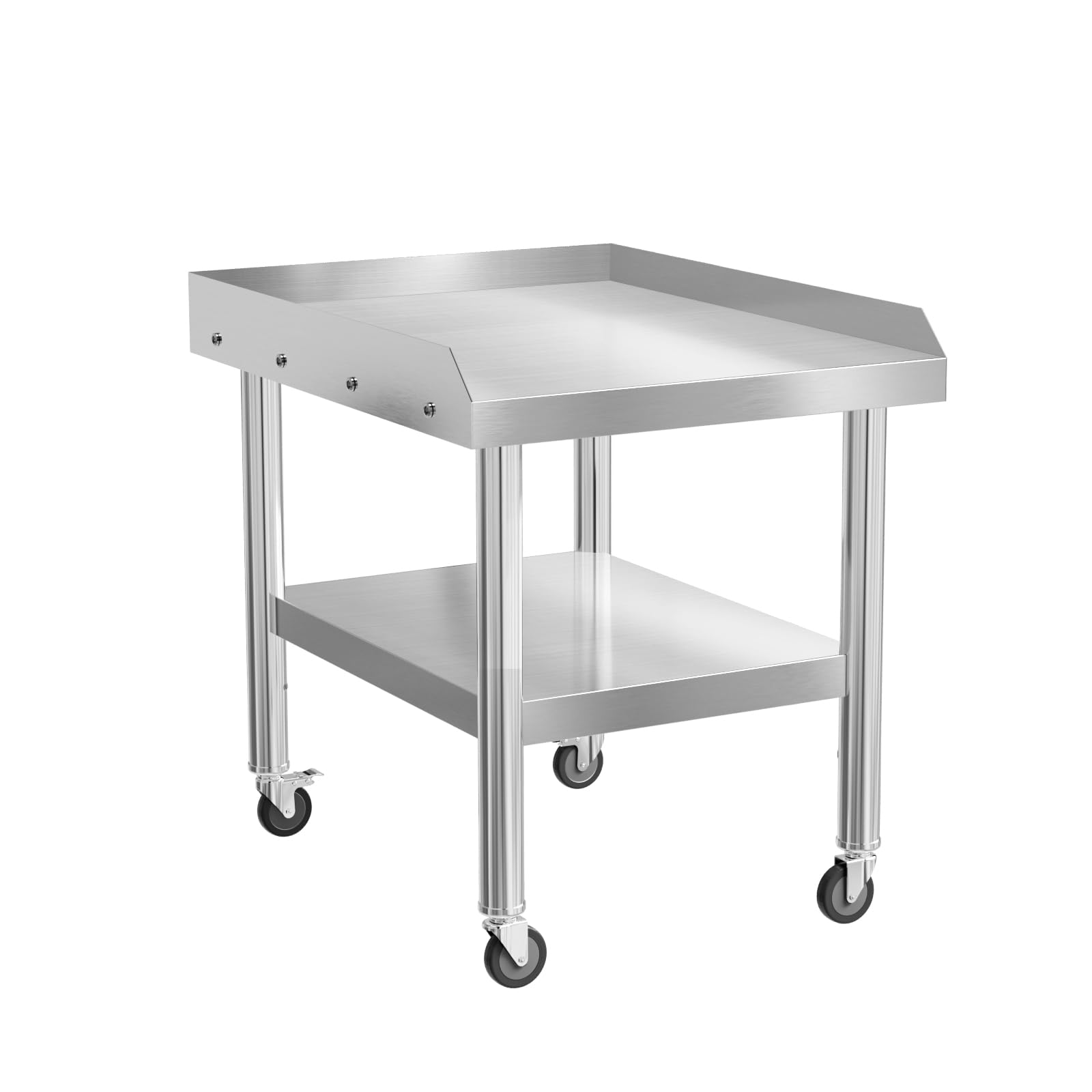 ROVSUN Stainless Steel Equipment Stand with Wheels, 24" L x 30" W x 26" H NSF Stainless Steel Table Grill Stand Table with Adjustable Undershelf for