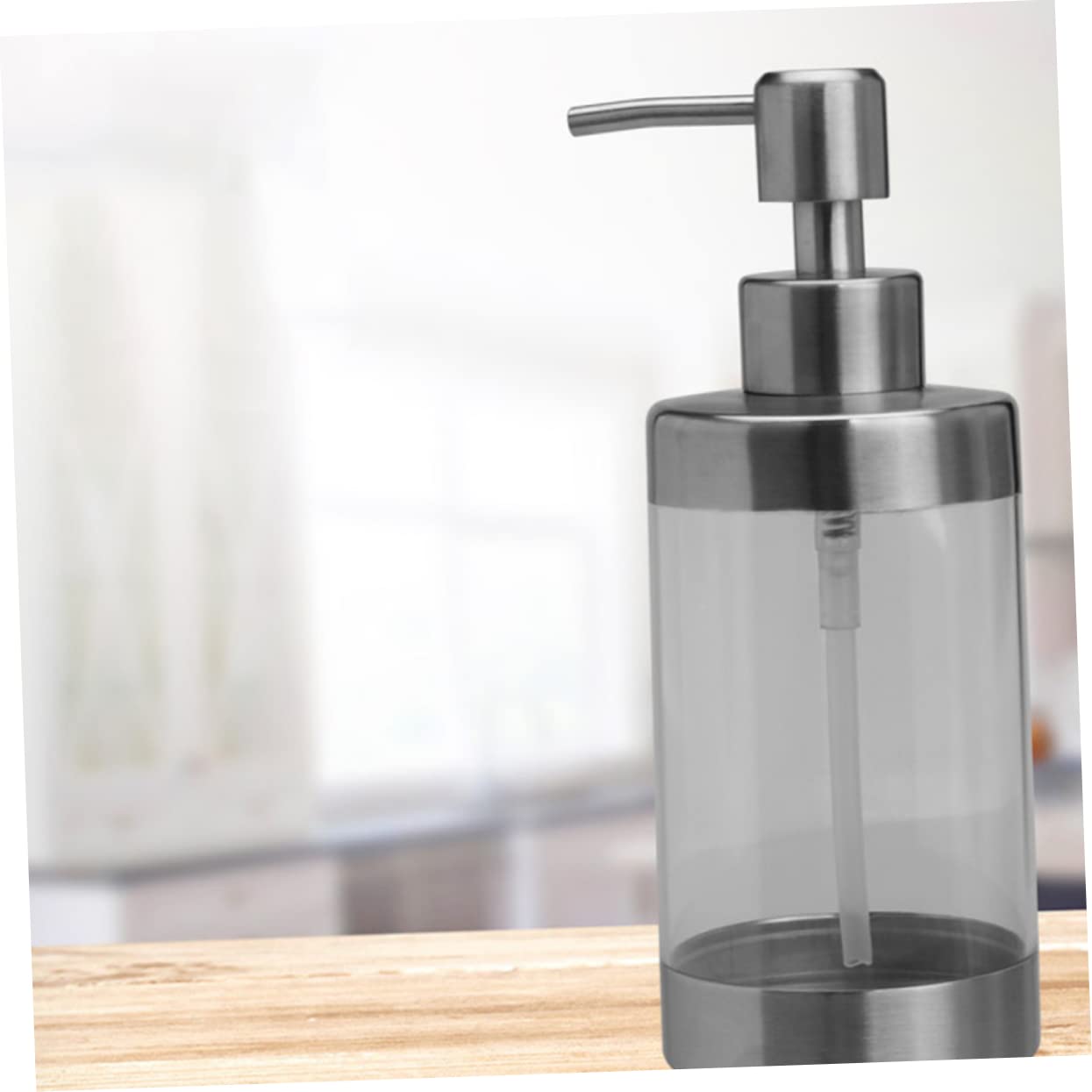 LABRIMP Dispensador De Jabón De 2 Piezas Bomba Comercial Transparente De Acero Inoxidable para Artículos De Tocador Dispensador De Loción Contenedor Rellenable Reutilizable para