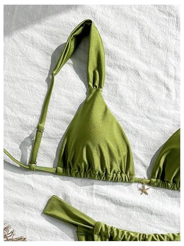 Women's 2 Piece Bikini Sets Starfish Decor Tie Back High Cut Swimsuit Cheeky Bathing Suit3