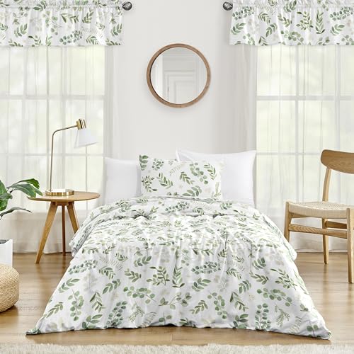 Image of Sweet Jojo Designs 2-Piece Twin Comforter Set (Green Floral Leaf) for Girls /Boys, Teen, Kids Bedding, Bed in a Bag incl. Blanket & Pillow Sham (Boho, Watercolor Botanical, Woodland, Tropical, Garden)