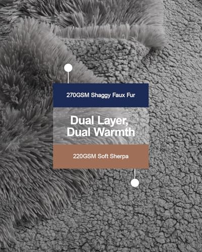 Pawque Manta de Forro Polar Sherpa de Piel Sintética Tamaño Twin, Gris, 60x80 pulgadas miniatura 2