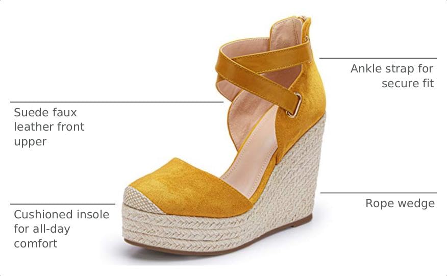Image of PiePieBuy Womens Wedge Espadrille Ankle Strap Closed Cap Toe Platform Heeled Sandals