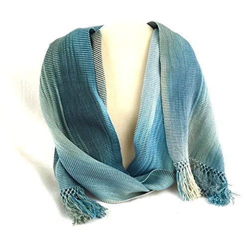 Altiplano Handwoven Organic Bamboo Silky Scarf Fair Trade Made in Guatemala (Denim)