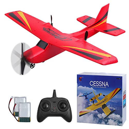 Henakmsl RC Flugzeug, 2 CH ferngesteuertes Flugzeug 2.4GHz RC Flugzeug rtf für Anfänger, Kinder und Erwachsene, Performance Upgrade Flugzeug Spielzeug mit USB-Aufladung rot Cover