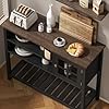 ChooChoo Farmhouse Coffee Bar Cabinet, Buffet Cabinet with Storage, Sideboard Buffet with Glass Door, Console Table for Kitchen, Hallway, Entrance, Black