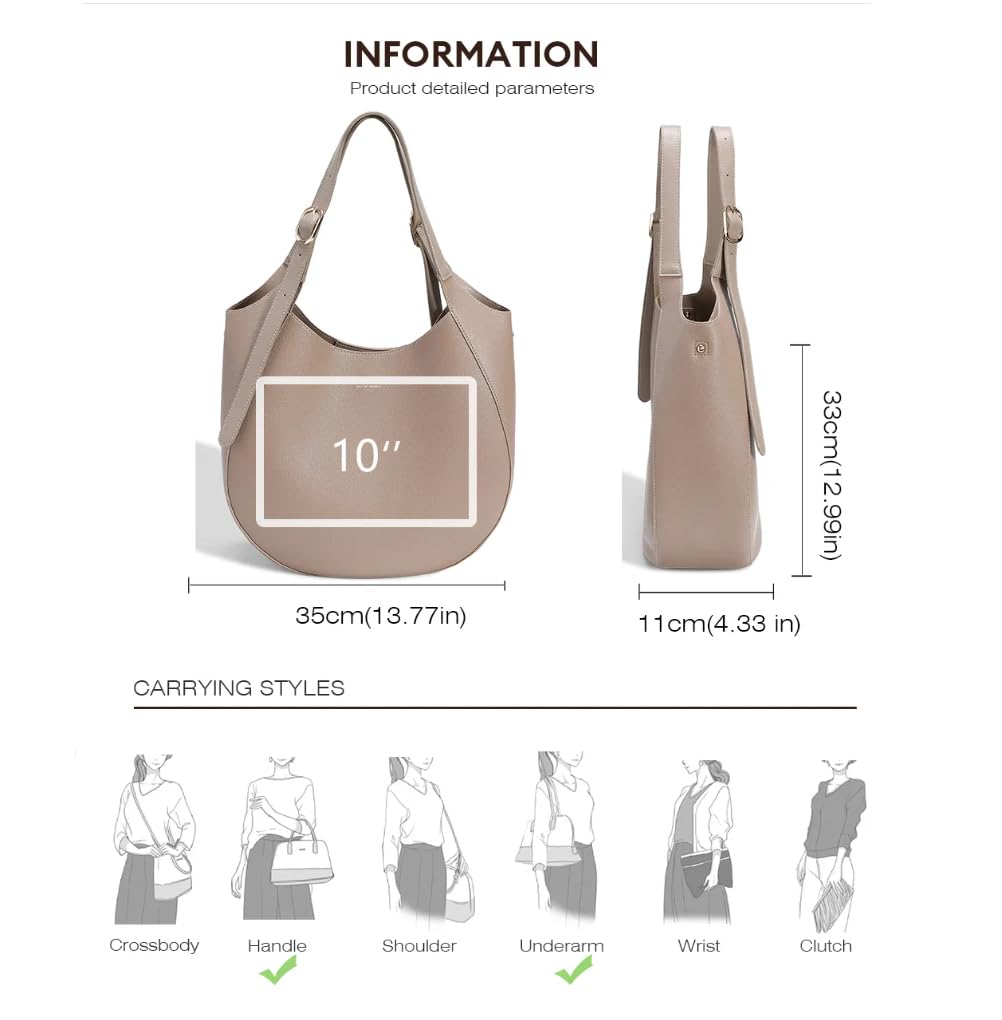 David Jones - Duża damska torba na ramię - Torebka hobo ze sztucznej skóry PU - elegancka torba z długim uchwytem - klasyczna moda miejska podróż praca trend praktyczny biuro A4