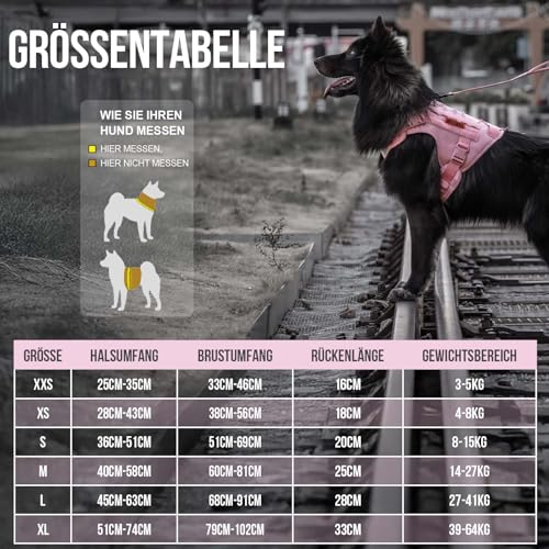 OneTigris Hundegeschirr Mittelgroße Kleine Hunde, FIRE Watcher Taktische Geschirr mit Griffe und D-Ring No Pull Verstellbar Brustgeschirr für Wandern und Trainieren (S, Rosa)