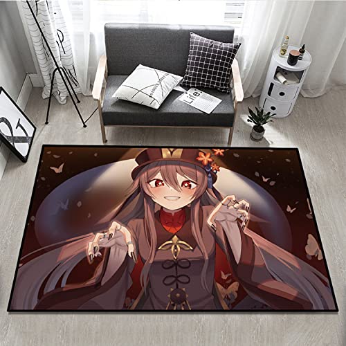 QPWZ Hutao Genshin Impact Tapis Animé, Maison Salle De Bain Chambre Salon Chevet Table Basse Tapis AntidéRapant Tapis De Sol Absorbant