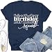 Potia Birthday Shirts for Women Happy B-Day Party Crew T-Shirt Birthday Queen Girl Squad Printed Tops Blue
