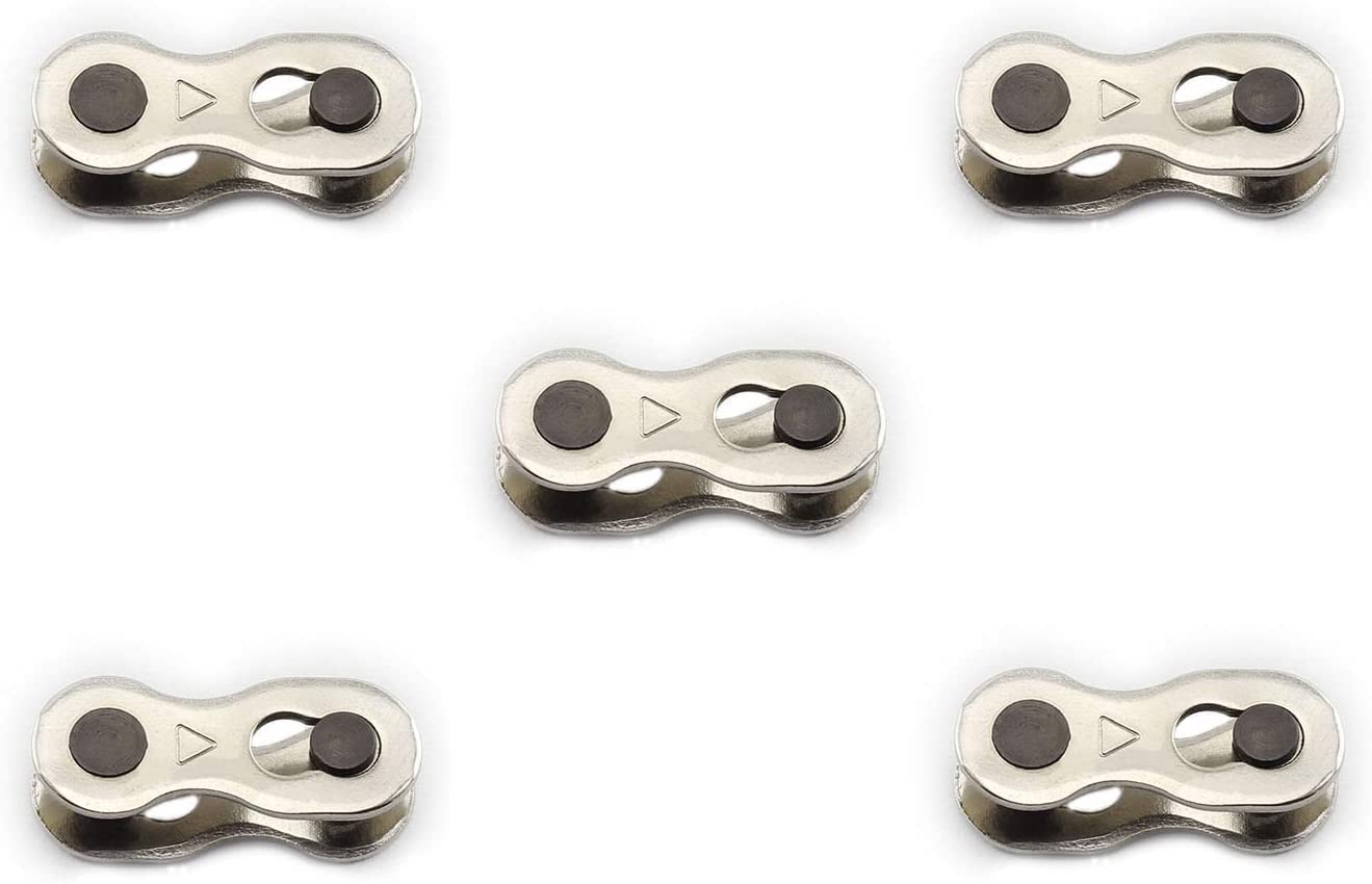 ZHIQIU5 Pairs Bike Chain Quick Missing Link for 1/6/7/8/9/10/11/12 Speed Chain Reusable Steel Bike Chain Link Silver，Rainbow&Gold (6,7,8 Speed, Silver, 5)