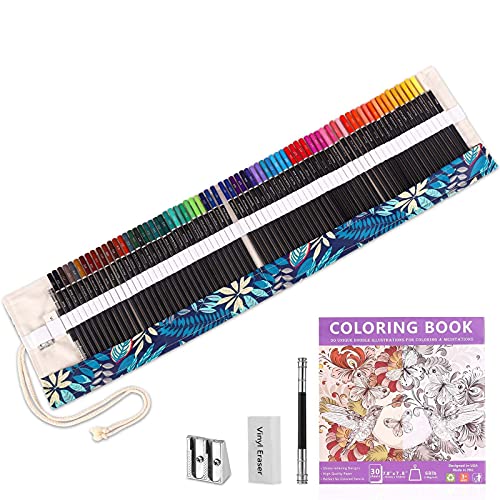 76 Colored Pencils Set for Adult Coloring Book Art Pencils Coloring Pencils Drawing Kit for Kids Artists Student Oil Based Colored Pencils Handmade Folding Canvas Pencil Wrap