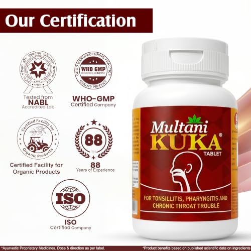 Image of Multani Kuka Tablet | Useful In Tonsillitis, Pharyngitis & Chronic Throat Trouble | Ayurvedic | Get Relief From Tonsils & Swollen Issues | 100 Tablets (Pack of 2)