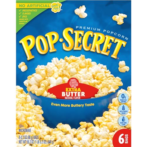Image of Pop Secret Microwave Popcorn, Extra Butter Flavor, 3.2 Oz Sharing Bags, 6 Ct