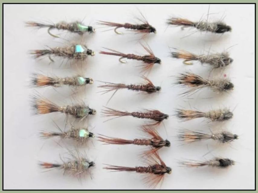 18 Barbless Hares Ear & Flash and Standard Pheasant Tail Nymph Choice of sizes, Best Trout Flies, Nymphs (Mixed)