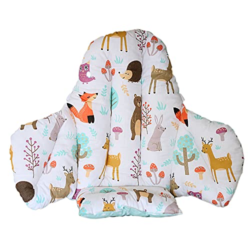Image of Cushion - Washable & Reversible One-Piece Cotton Seat Pad for IKEA High Chair Accessories, Compatible with Antilop (Nature Green)