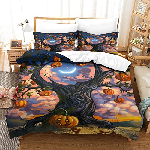 Víspera de Todos los Santos Juego De Ropa De Cama, Juego De Funda Nórdica 3D ,Funda Nórdica De 3 Piezas, Niños, Adolescentes, Adultos Funda Nórdica Single(135x200cm) Cover
