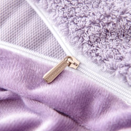 Lanqinglv Plüsch Bettwäsche 135x200 Winter Flauschige Teddy Fleece Lila – Ansicht 6