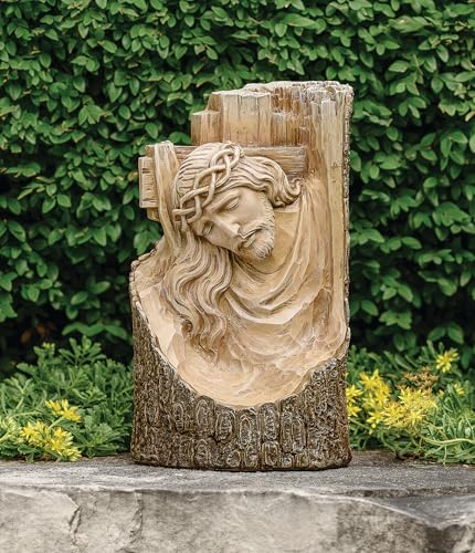 Roman Joseph's Studio 12" Carved Cross with Jesus Garden Statue